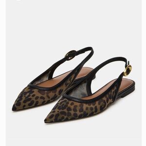 Steve Madden Black and Brown Animal Print Slingback Flats